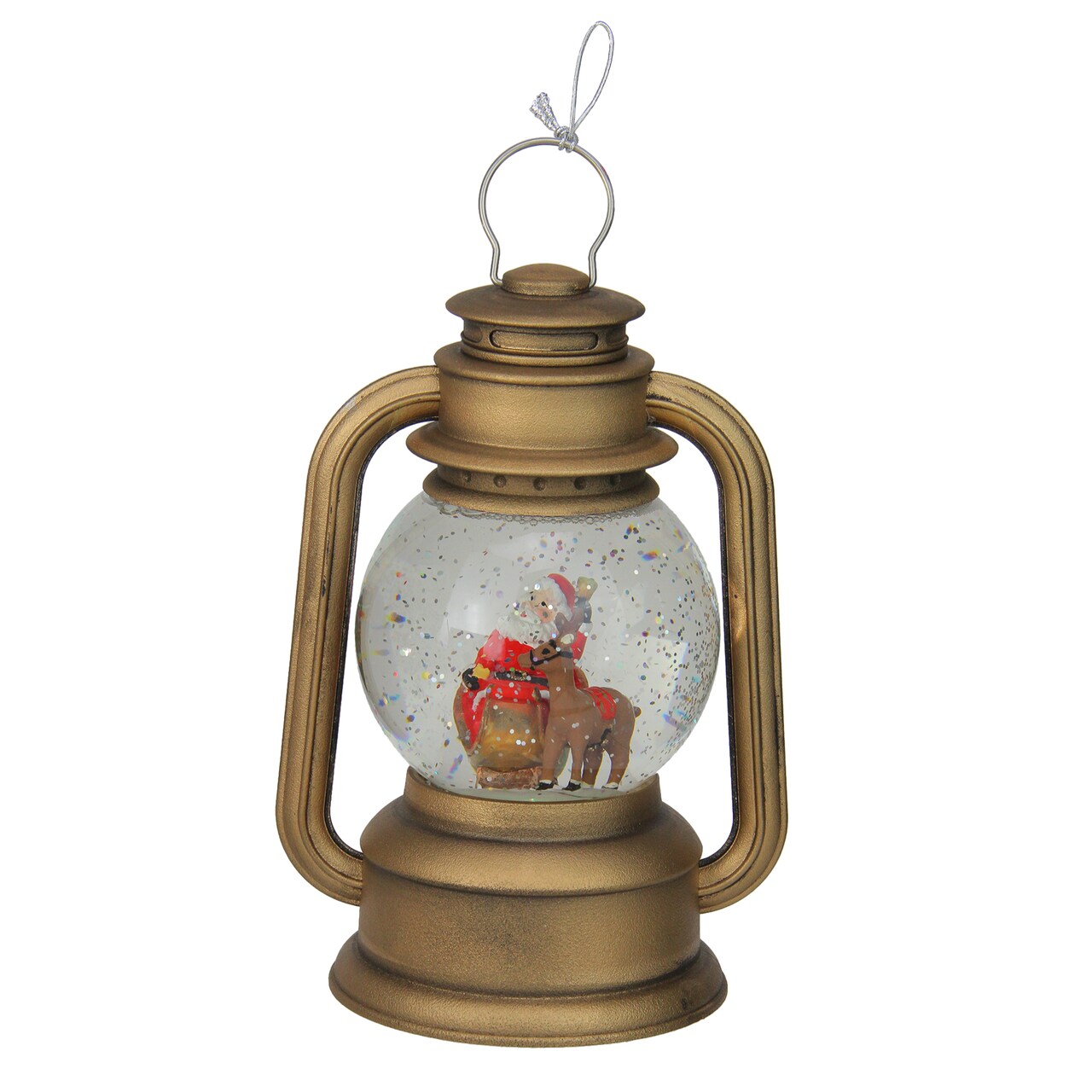 Roman 8" LED Lighted Santa and Sleigh Christmas Lantern Snow Globe